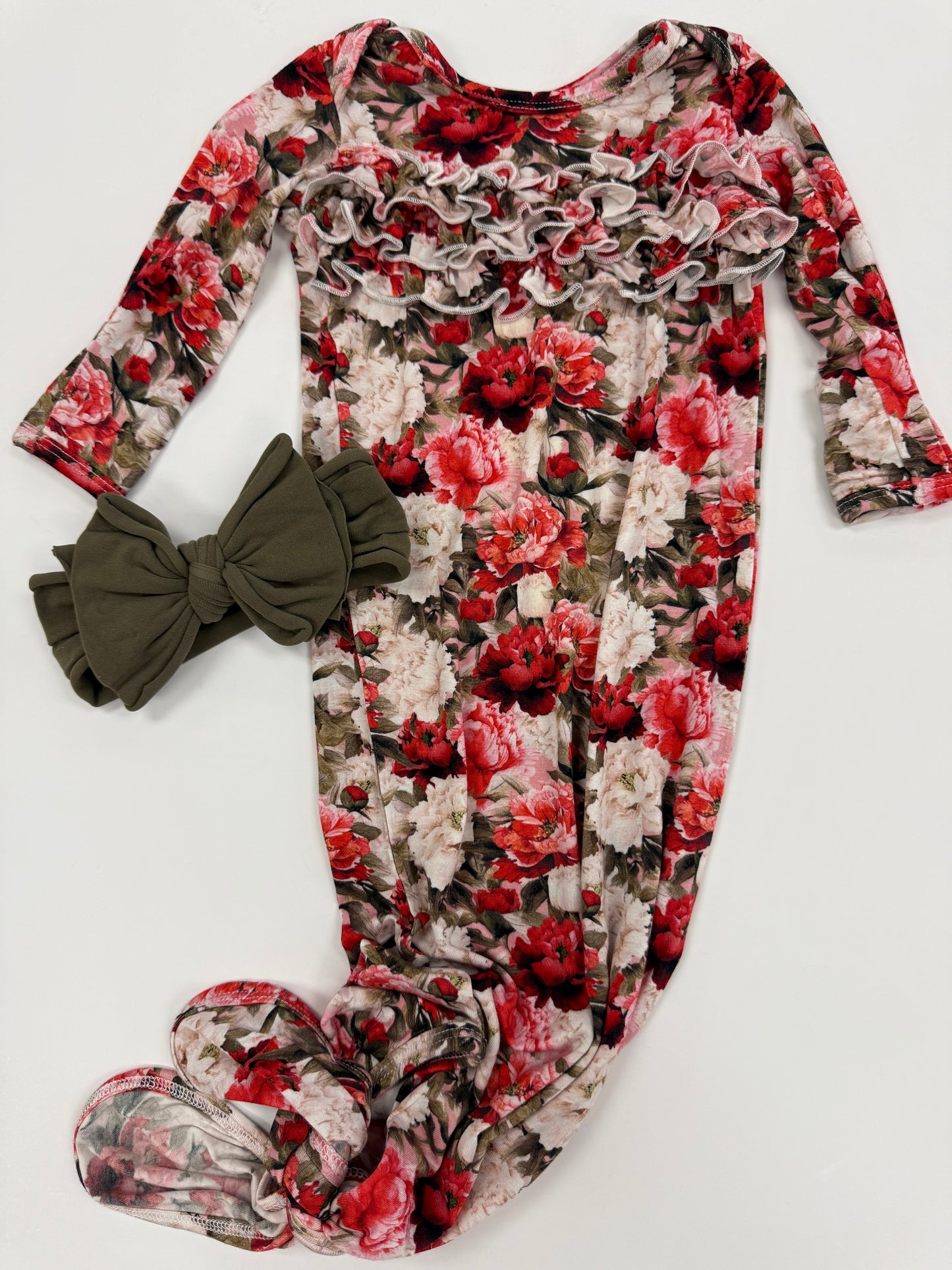 Crimson Bloom Knot Gown