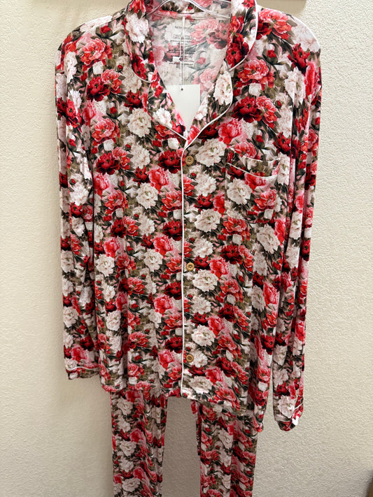 Crimson Bloom Mom PJ Set