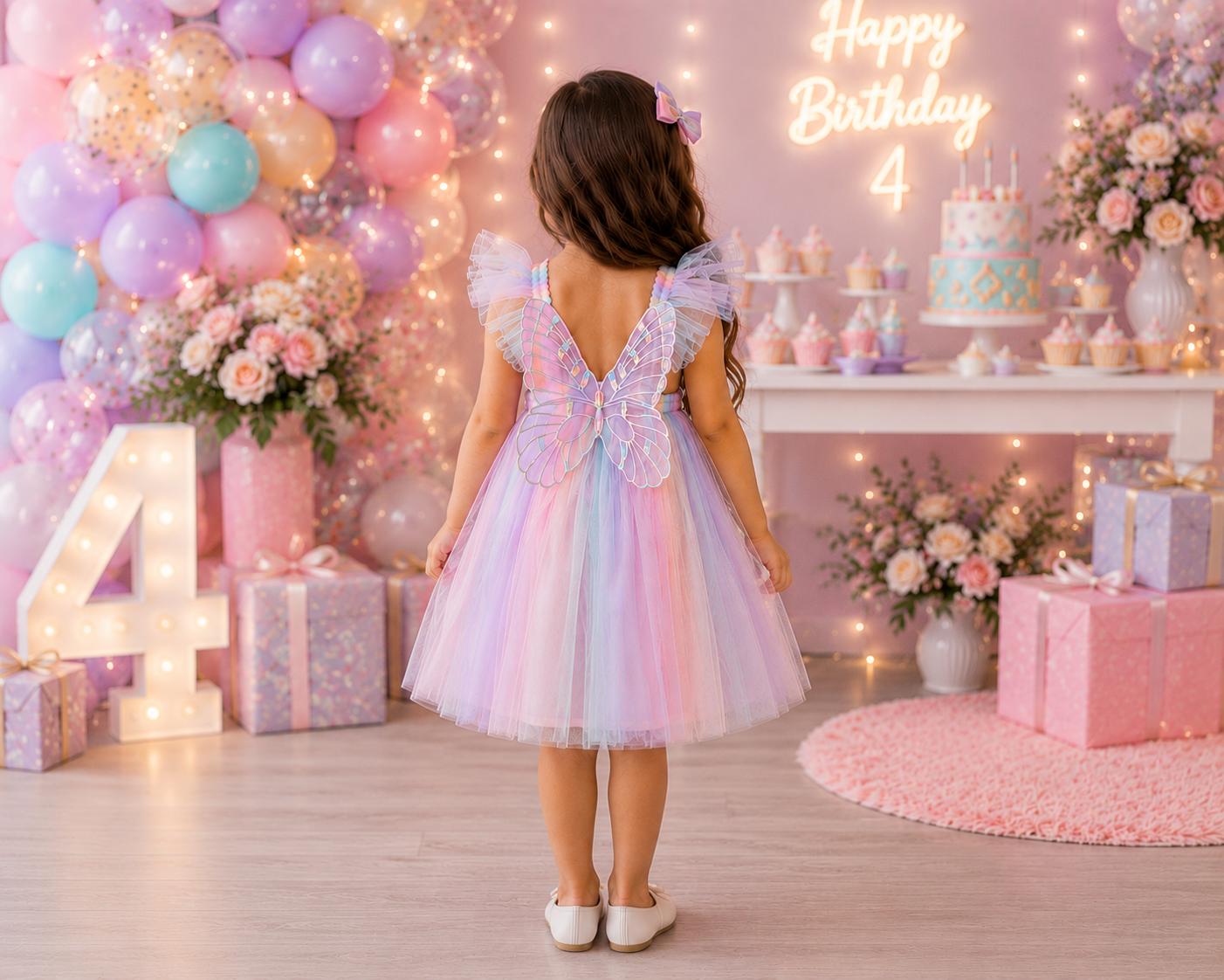 Butterfly Wings Tulle Dress Pastel Rainbow