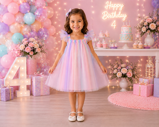 Butterfly Wings Tulle Dress Pastel Rainbow