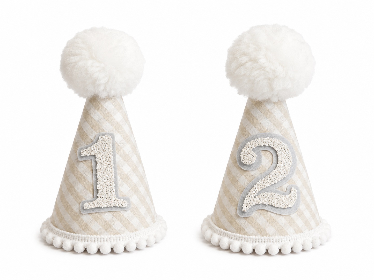 Neutral Gingham Party Hat