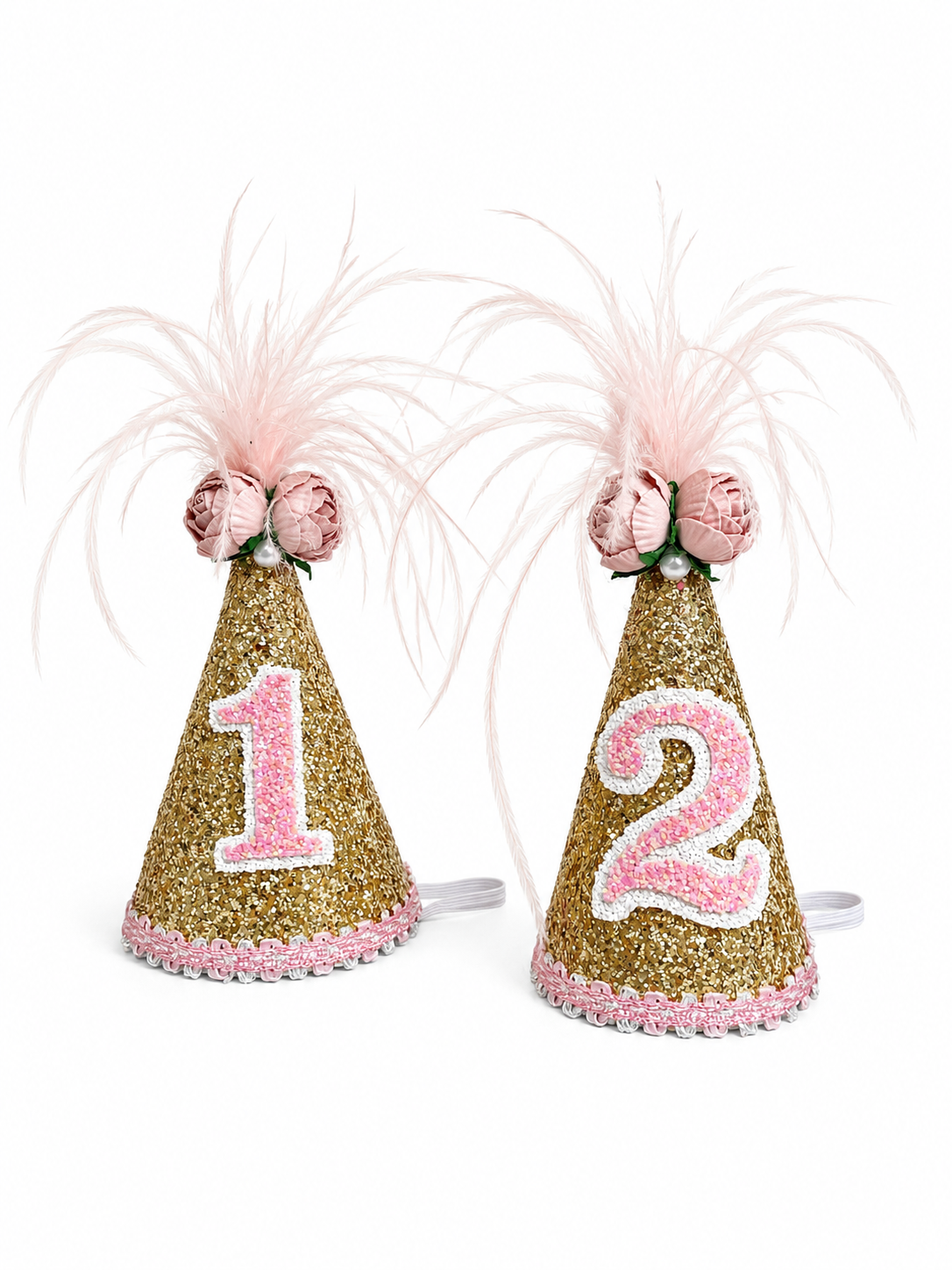 Gold Pink Feather Hat