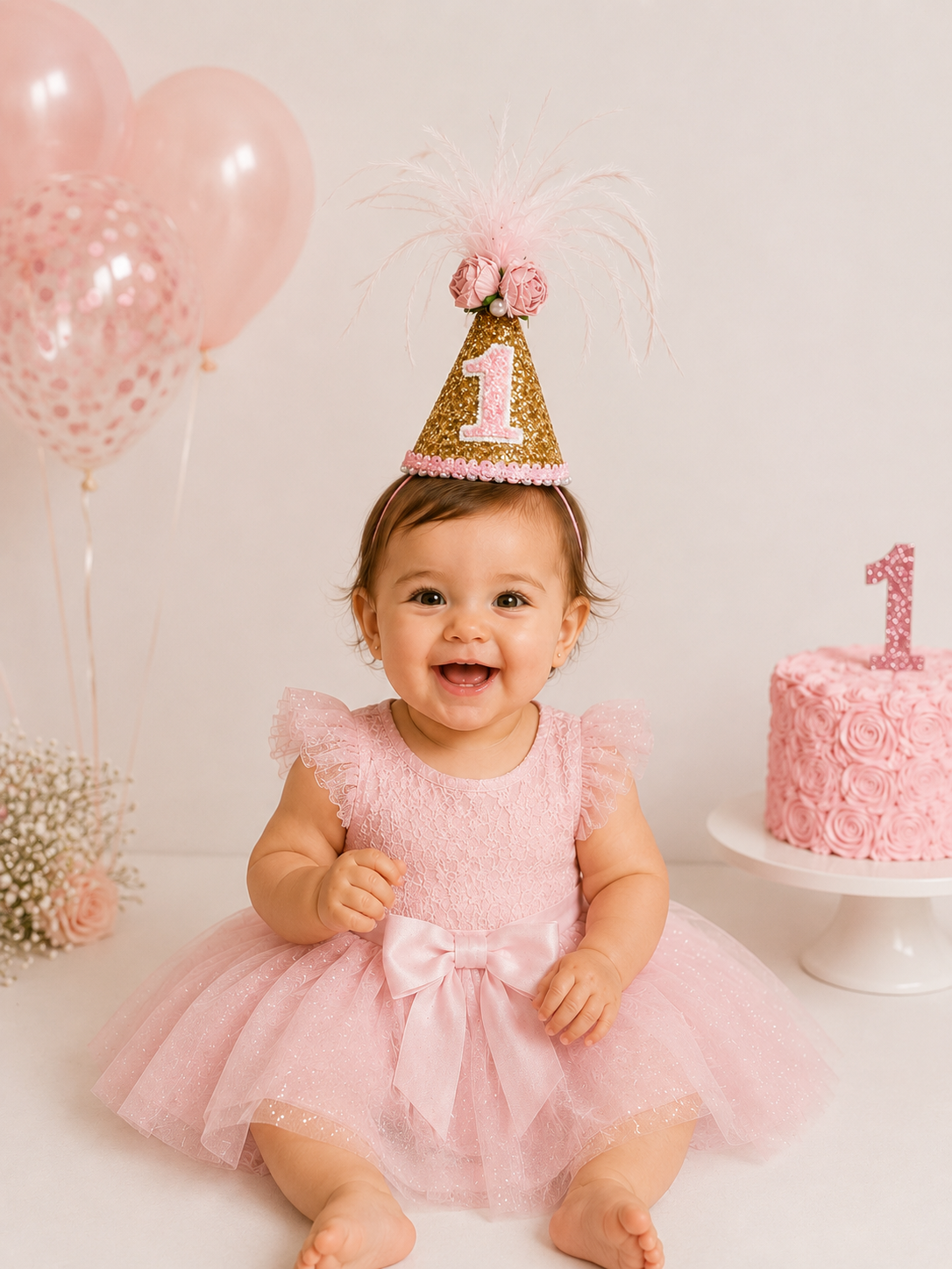 Gold Pink Feather Hat