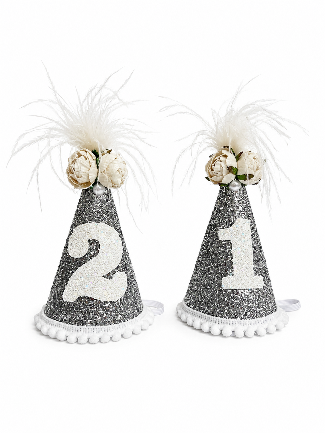 Silver White Feather Hat