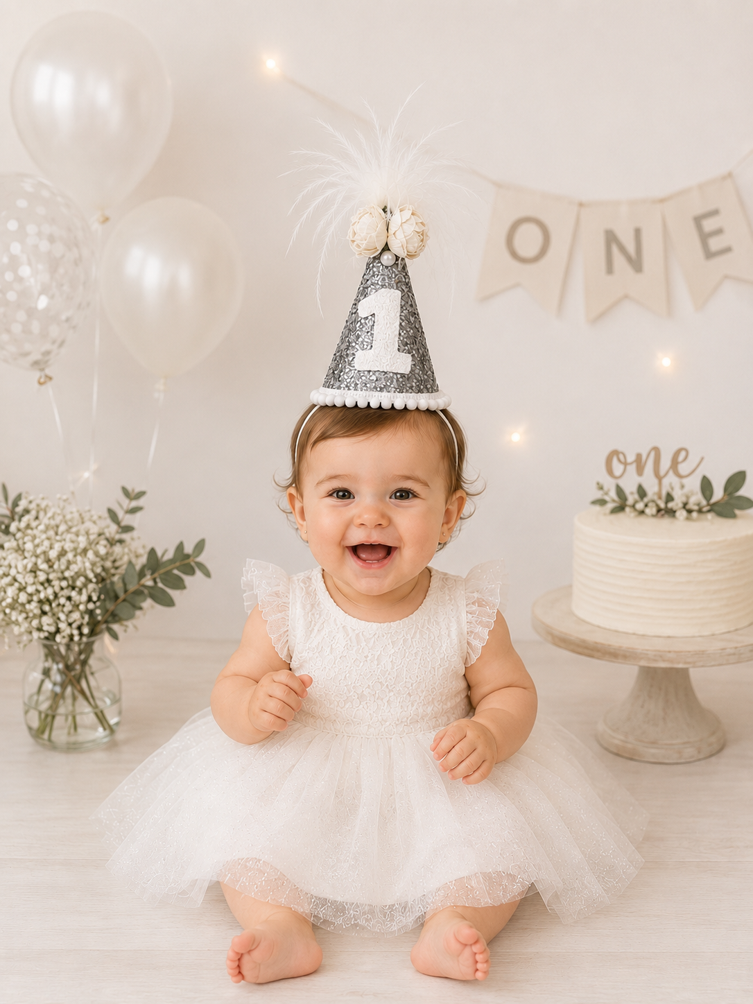 Silver White Feather Hat