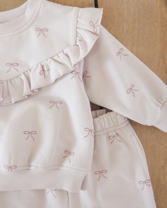 Lilac Bows Ruffle Sweat Set