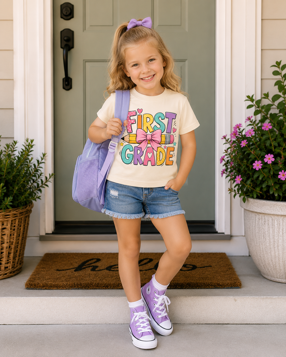 First Grade Pencil Bow Shirt