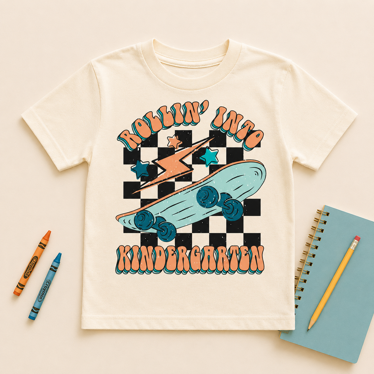 Rollin Into Kindergarten T-Shirt Natural