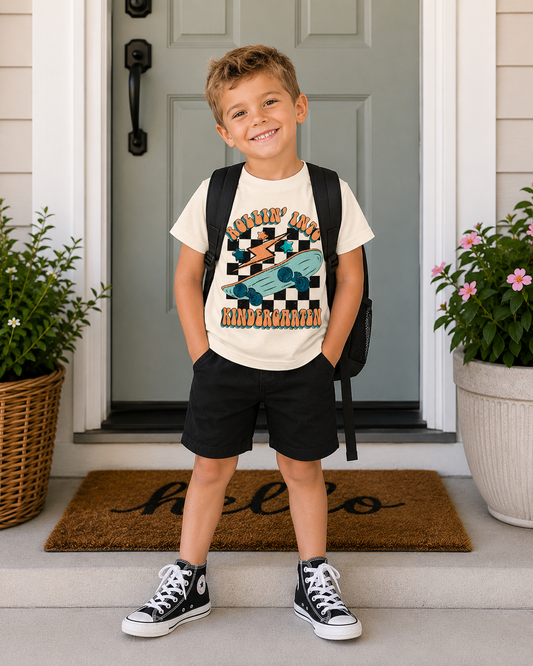 Rollin Into Kindergarten T-Shirt Natural