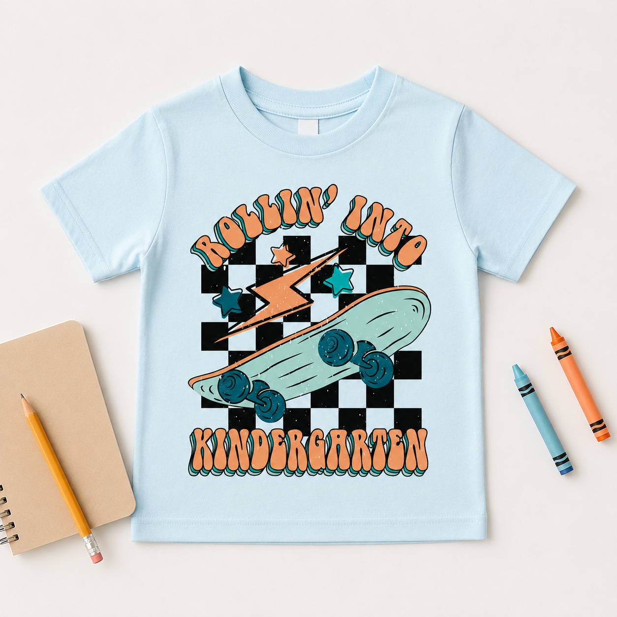Rollin' Into Kindergarten Shirt Lt. Blue