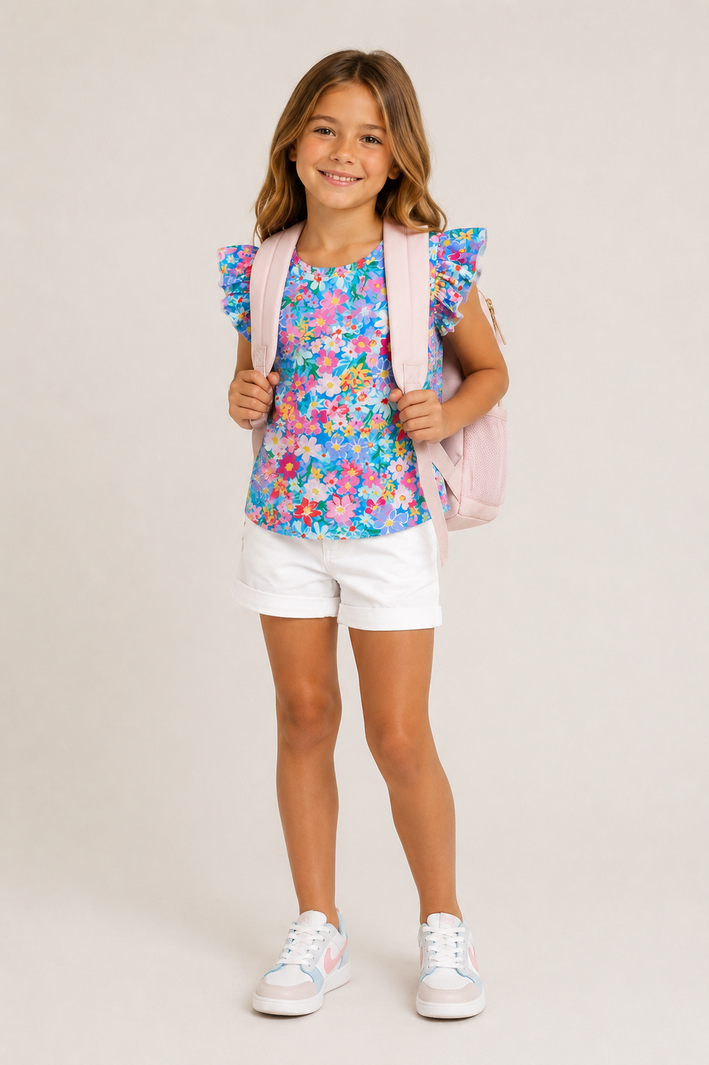 Preppy Floral SS Ruffle Tee