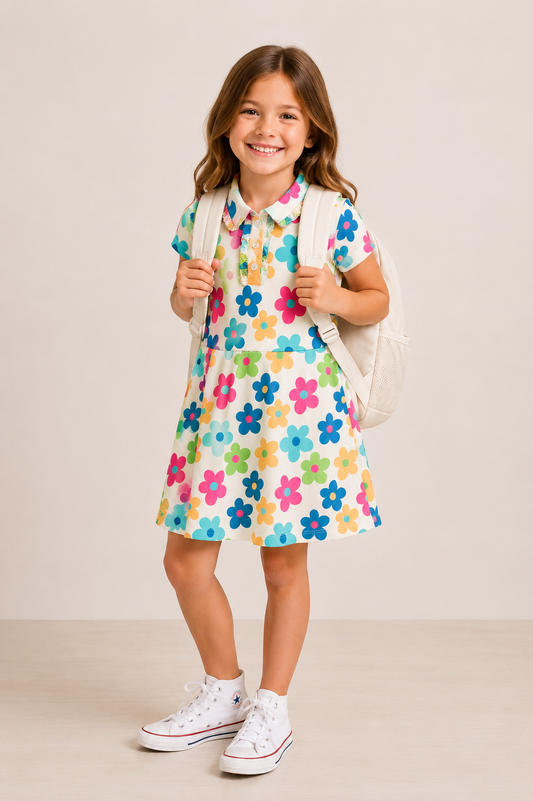Groovy Blooms SS Polo Dress