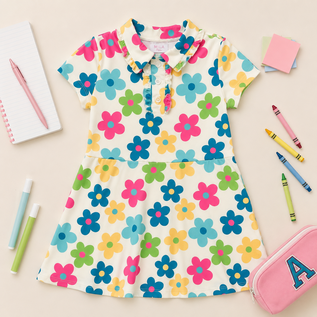 Groovy Blooms SS Polo Dress