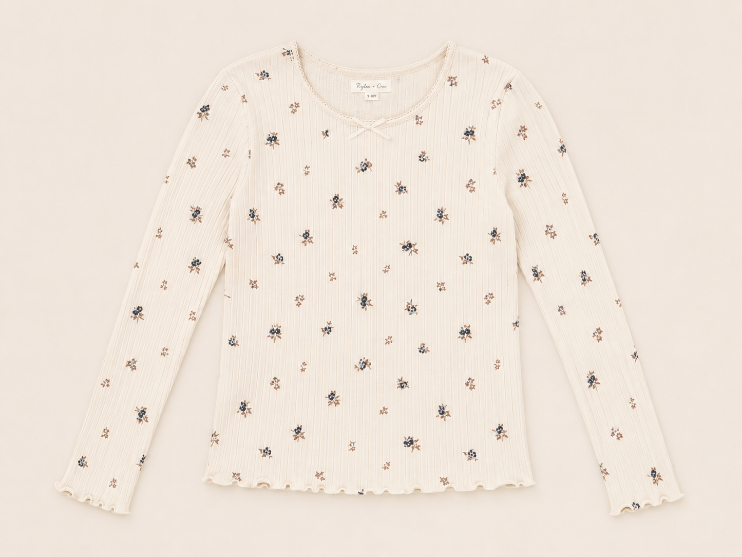 Ribbed Long Sleeve Natural Ditsy