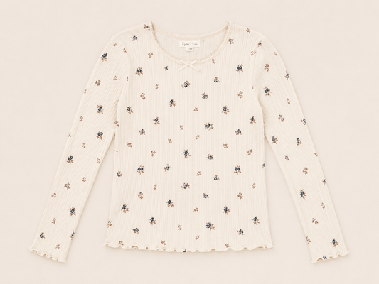 Ribbed Long Sleeve Natural Ditsy