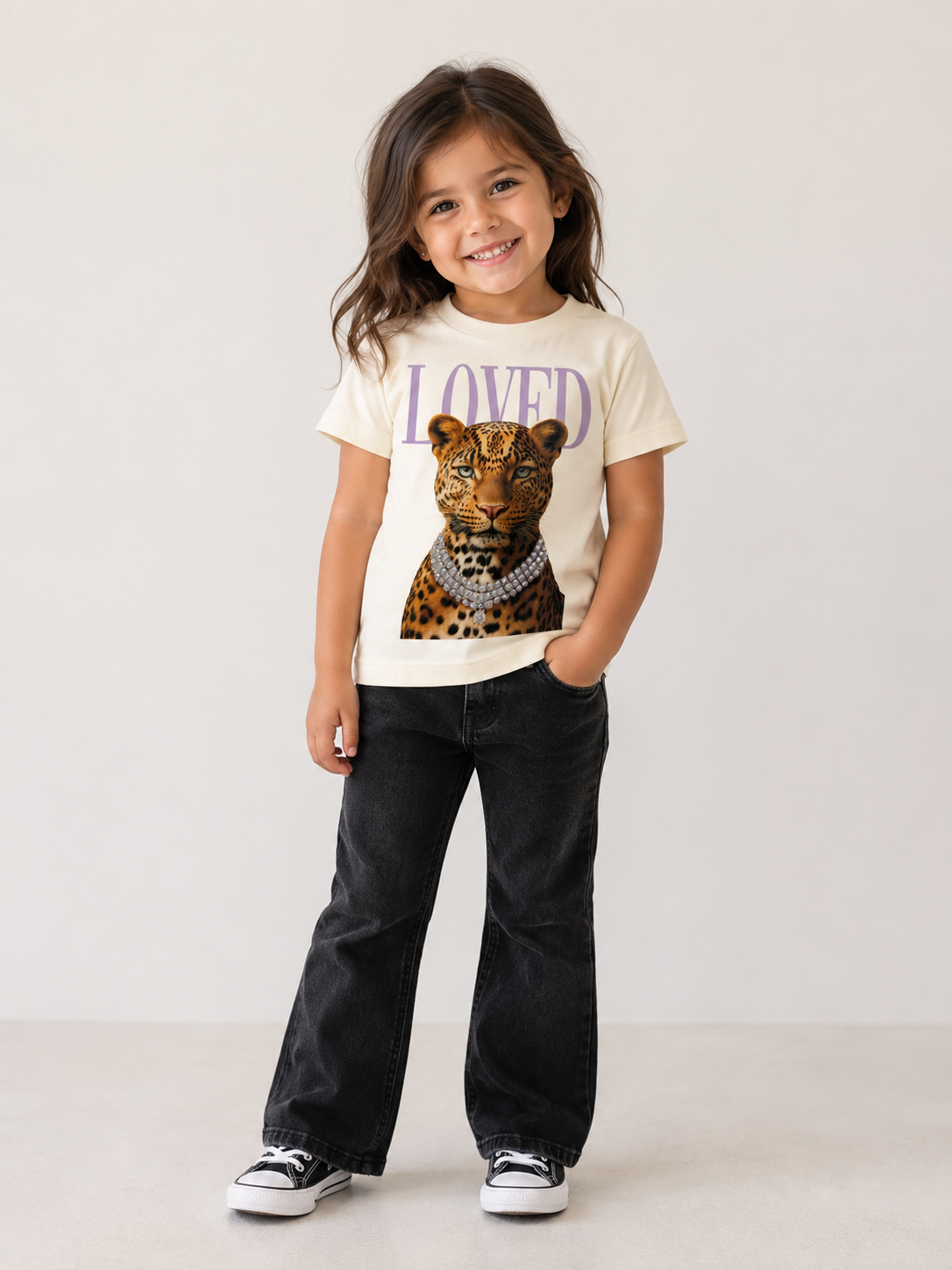 Loved Leopard Cream Graphic Tee