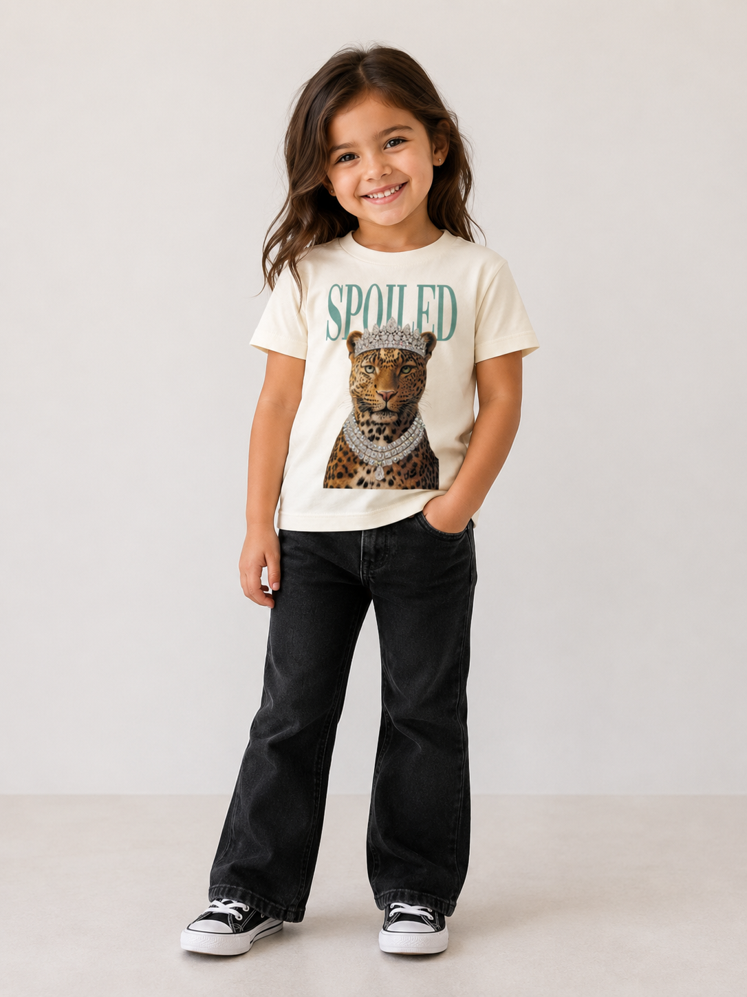 Spoiled Leopard Cream Graphic Tee