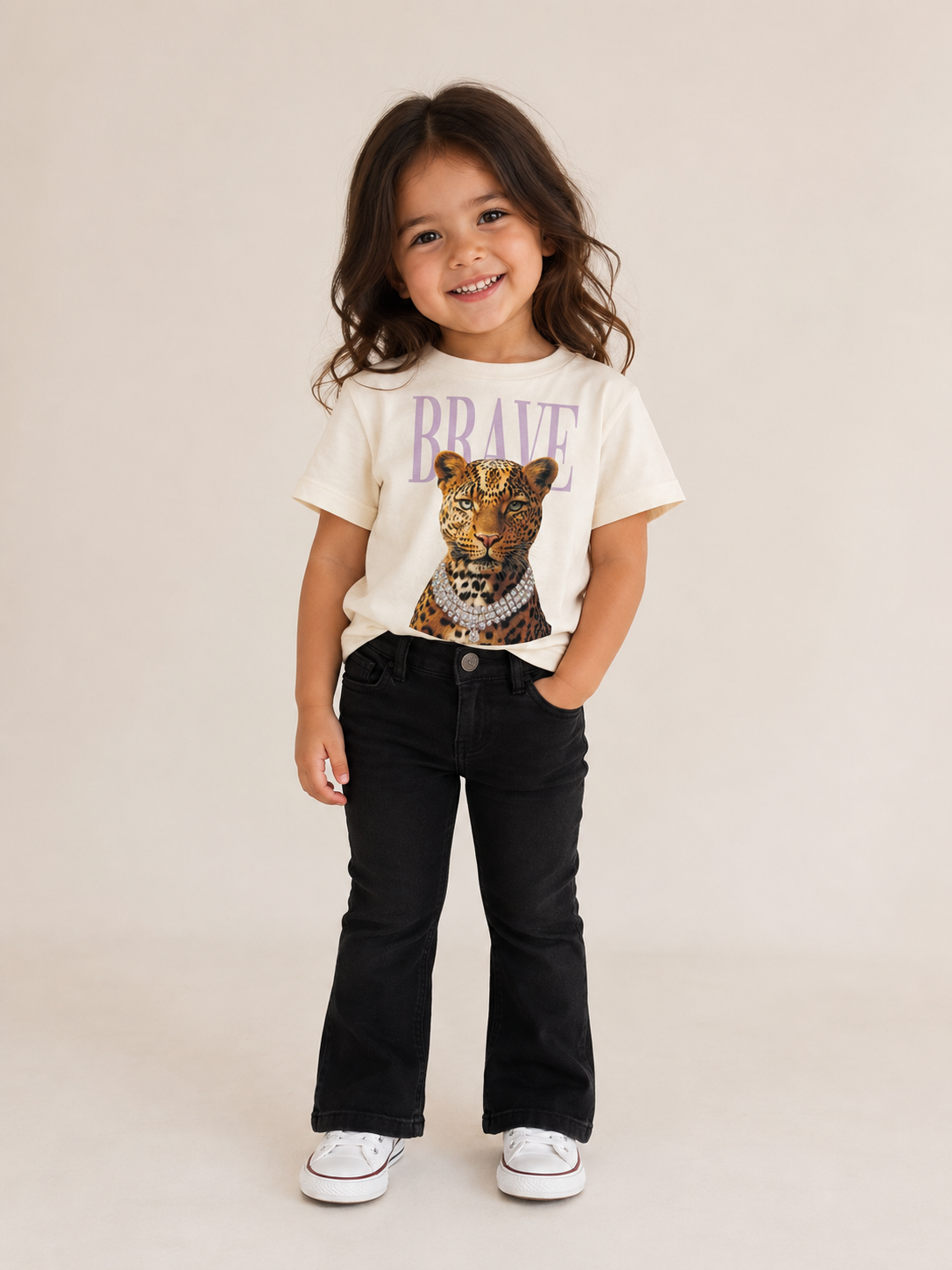 Brave Leopard Cream Graphic Tee