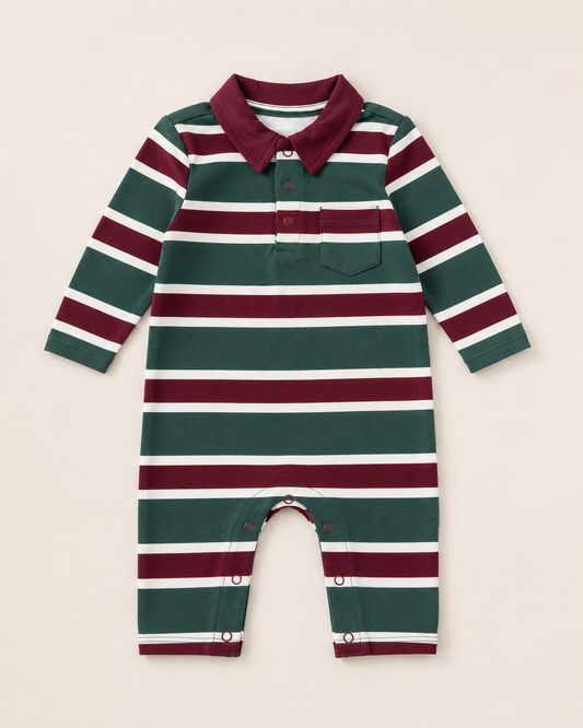 Rugby Striped Polo Romper