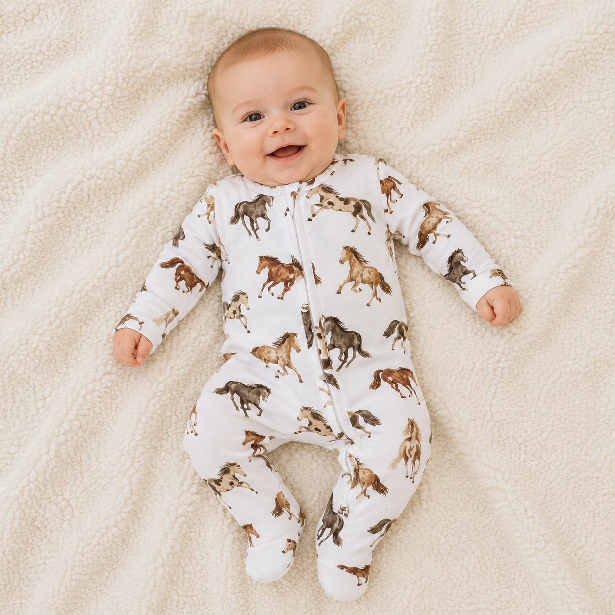 Wild Horses Zipper Footie