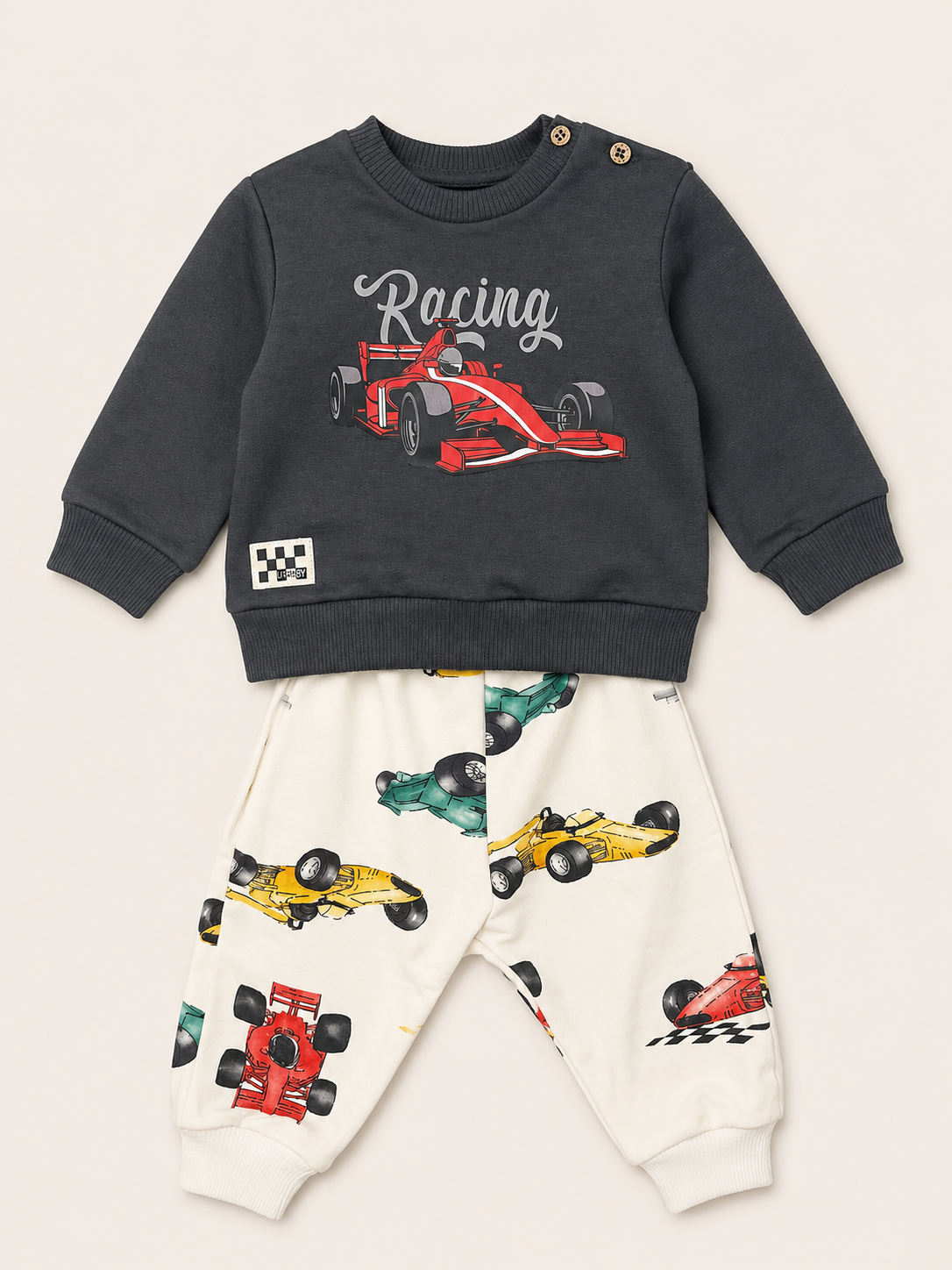 Gray Race Cars 2Pc Set