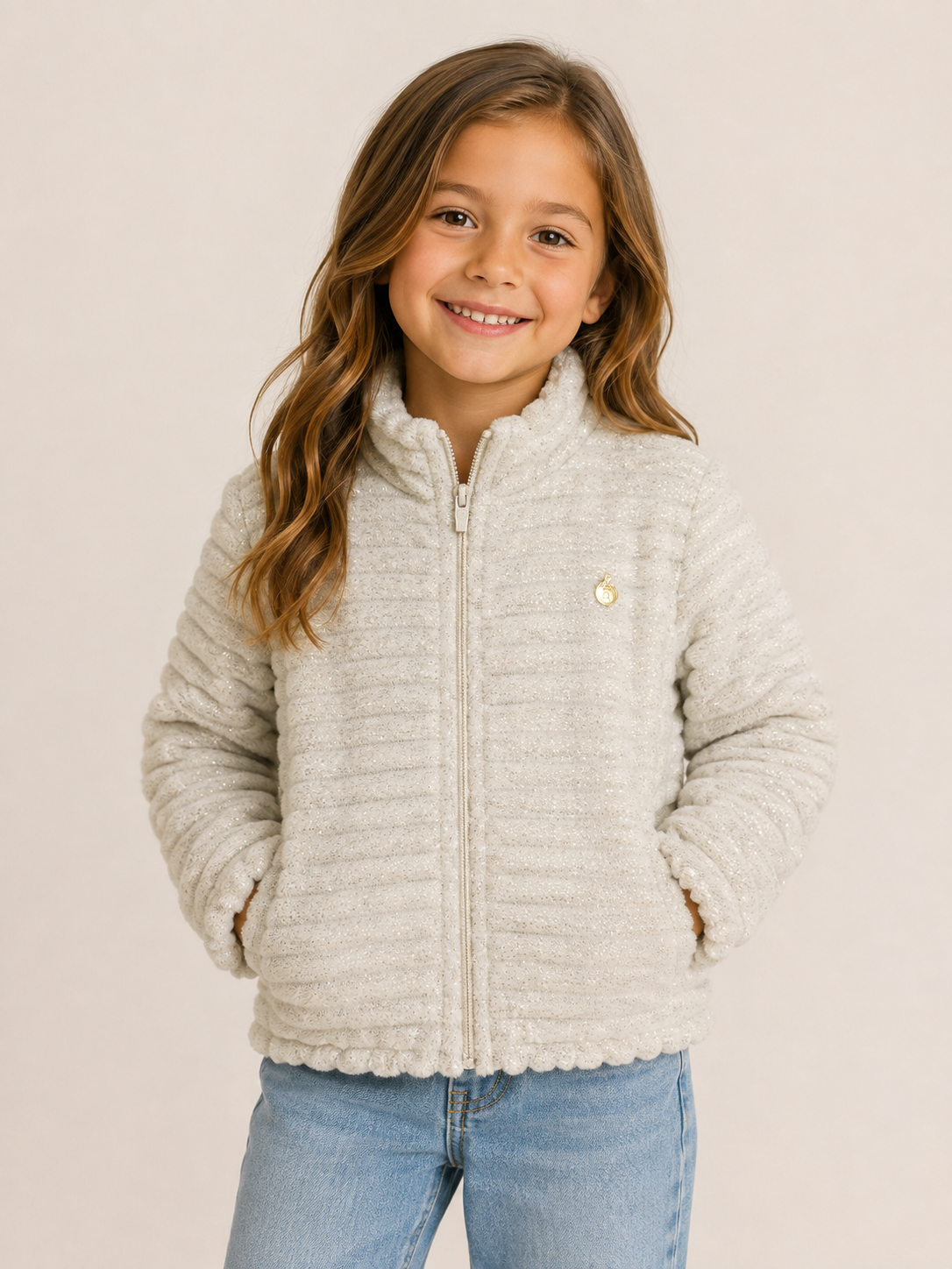 Beige Shimmer Fur Jacket