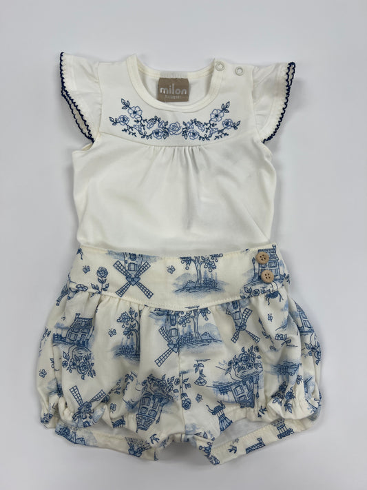 Blue Windmill Floral 2pc