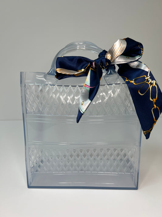 Clear Jelly Basket W/Scarf