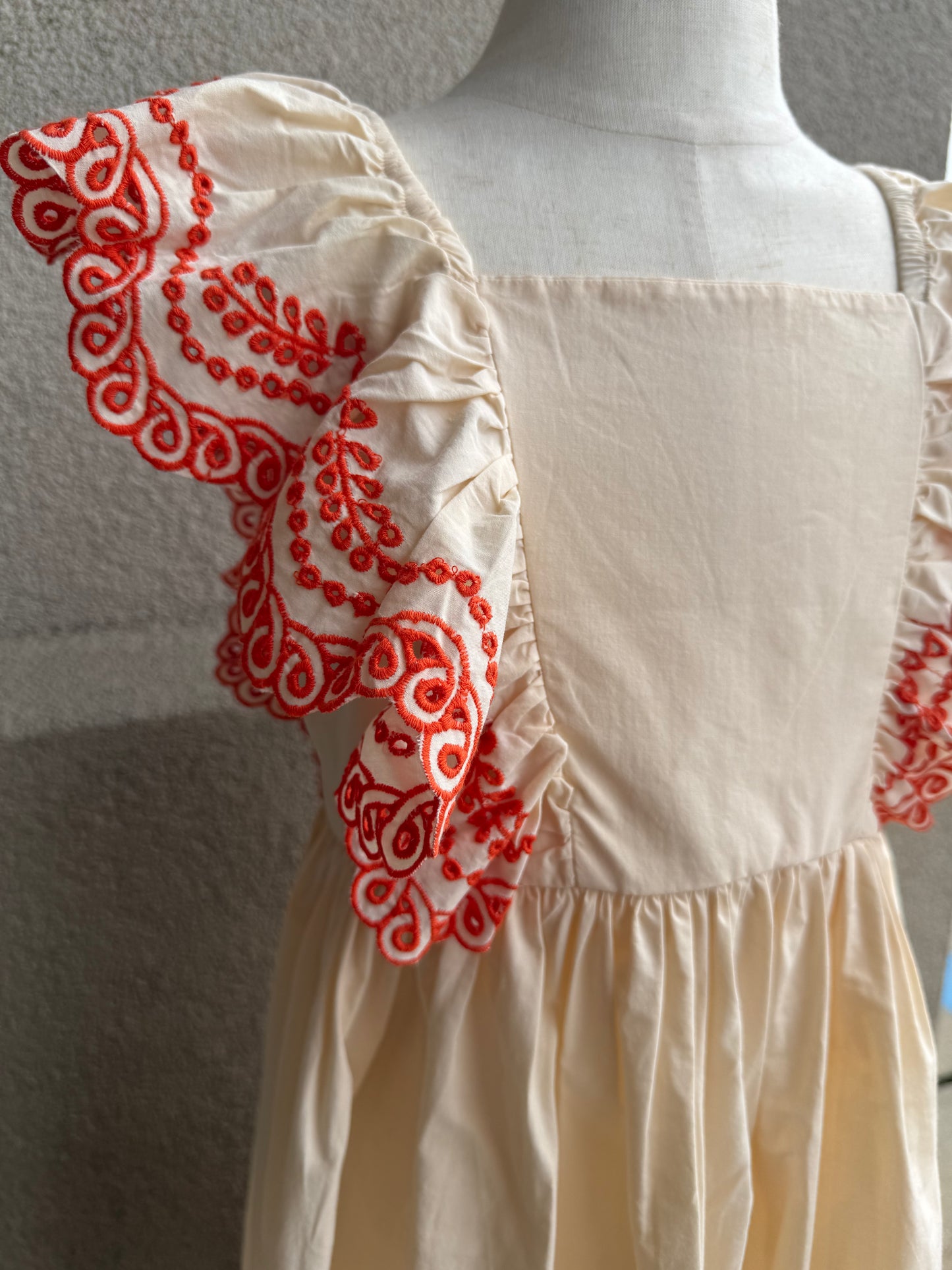 Clementine Mandarin Pearled Ivory Dress