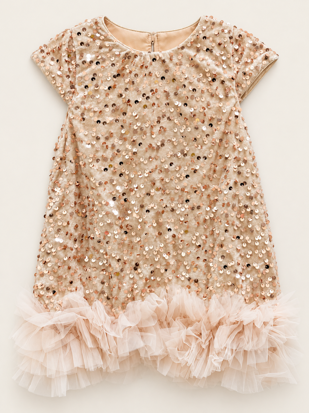 Champagne Sequin Tulle Dress