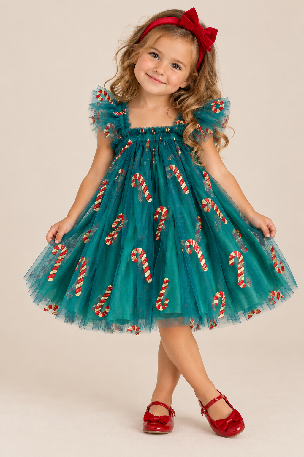Candy Cane Tulle Green Dress