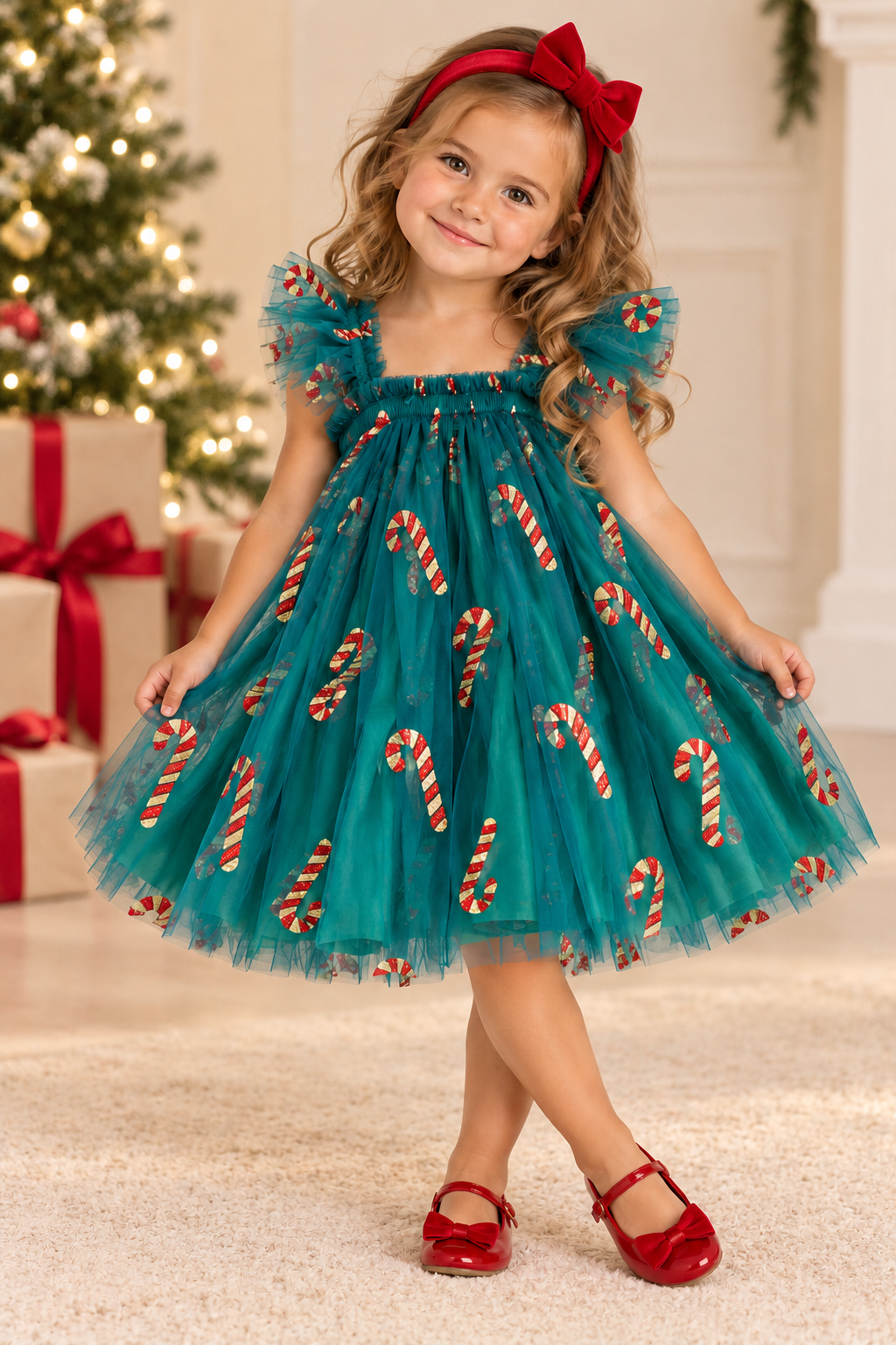 Candy Cane Tulle Green Dress