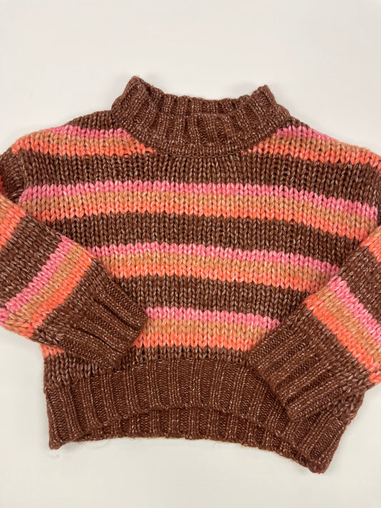 Brown Pink Stripe Sweater