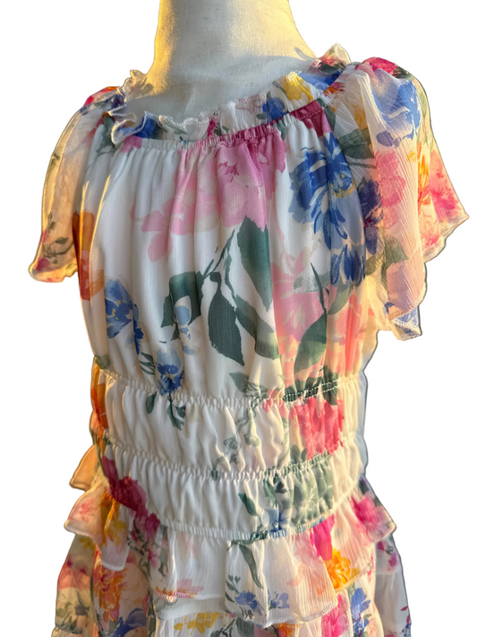 Flower Print Peasant Top