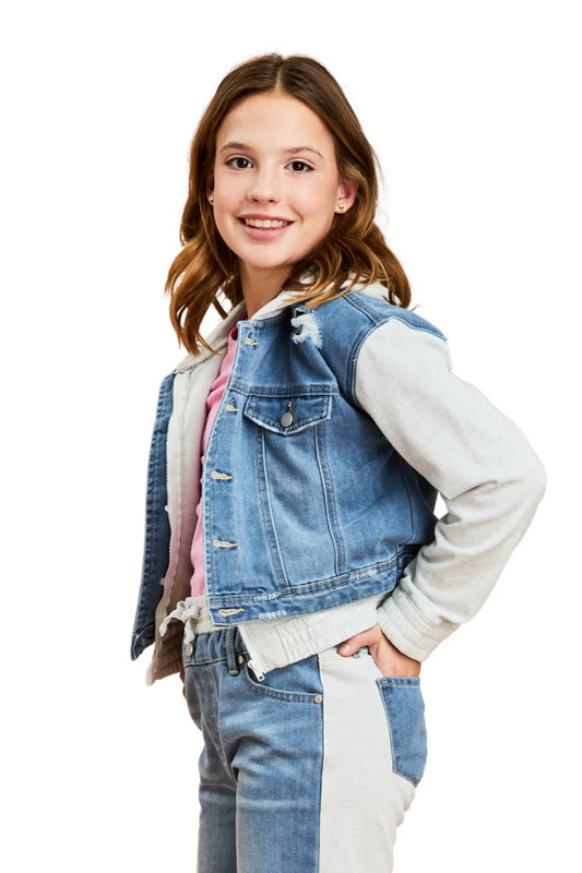 Hooded Combo Denim Jacket