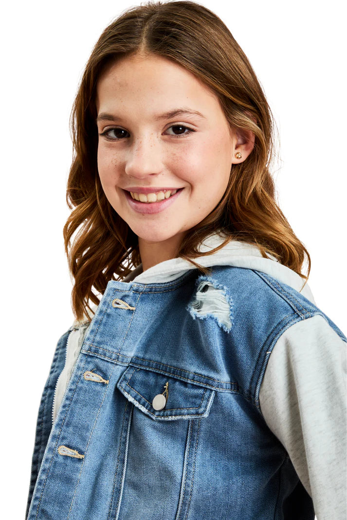 Hooded Combo Denim Jacket