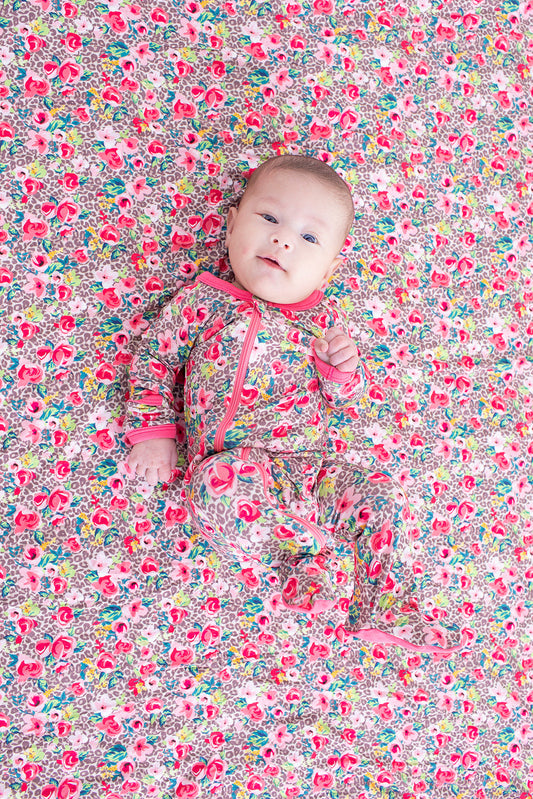 Leopard Floral Footie