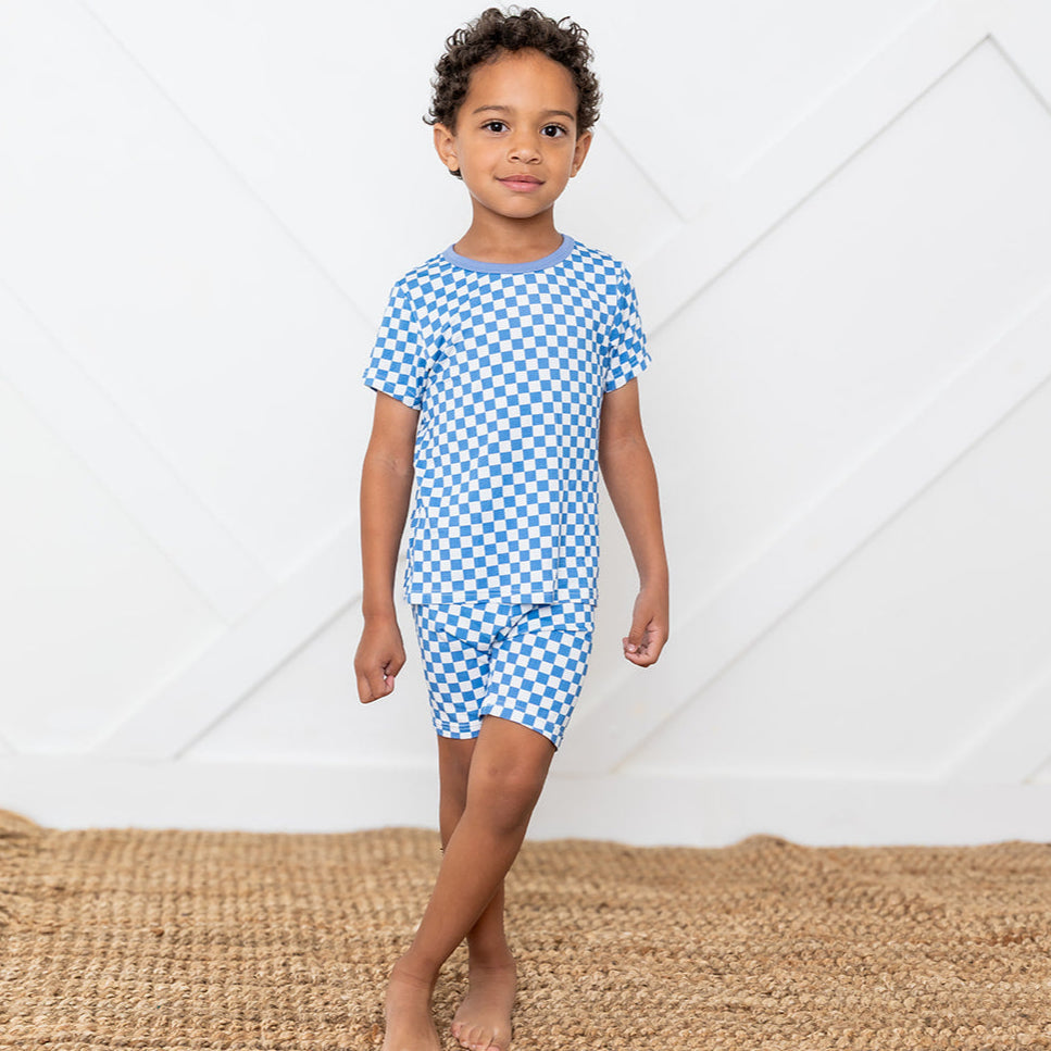 Blue Checks SS Pj Set