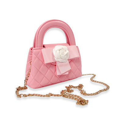 Floral Applique Quilted Bag Pink