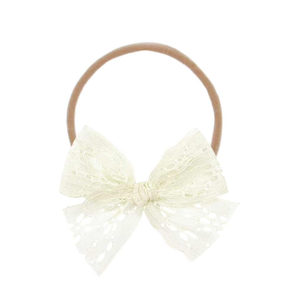 Lace Bow Ivory Daisy Headband