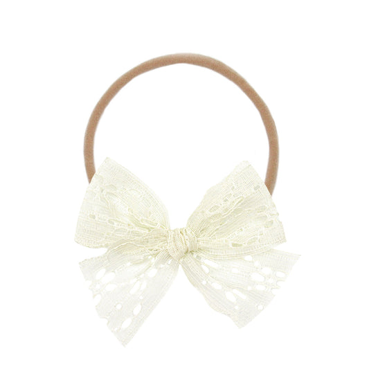Lace Bow Ivory Daisy Headband
