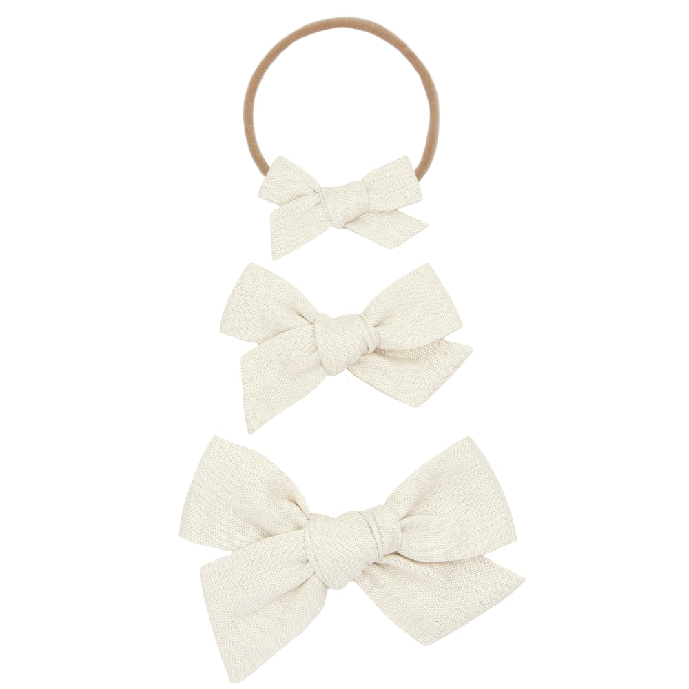 Linen Bow Ivory Headband Medium