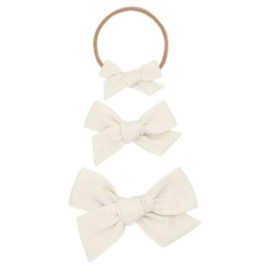 Linen Bow Ivory Headband Medium