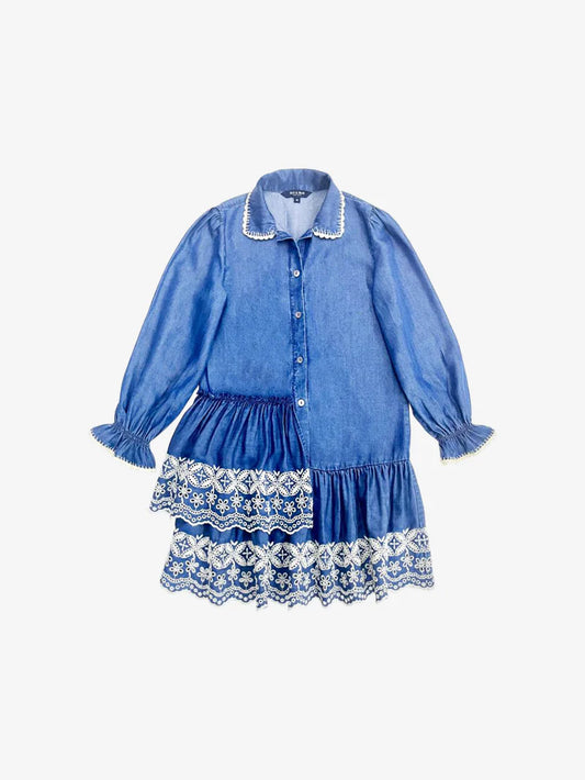 Amara Denim Lace Dress