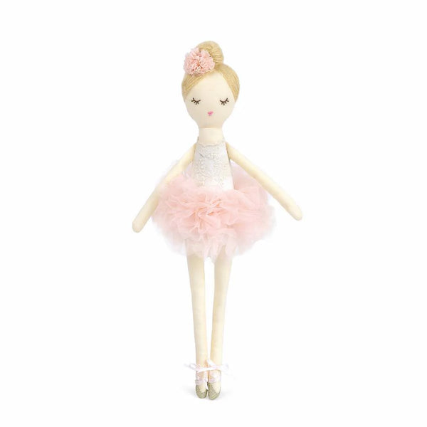 Soft ballerina doll in a ballet outfit with a pink tutu