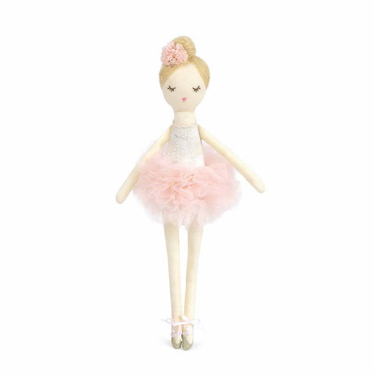 Soft ballerina doll in a ballet outfit with a pink tutu