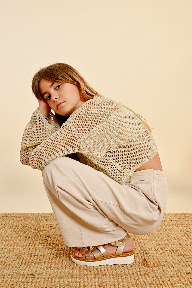Beige Shimmer Knit Sweater