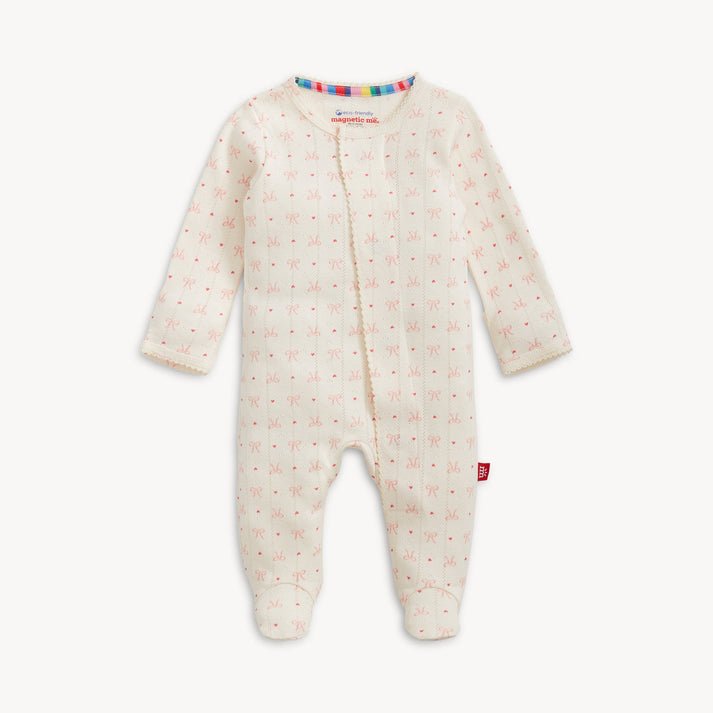 Heart and Bow Pointelle Footie