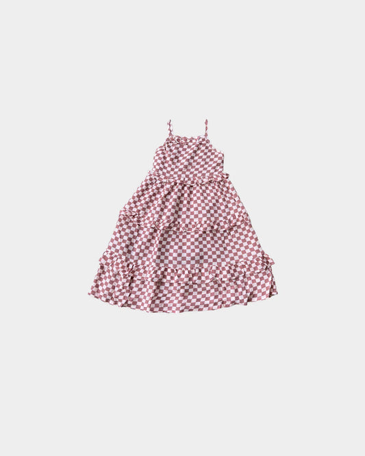 Strawberry Checked Ruffle Maxi