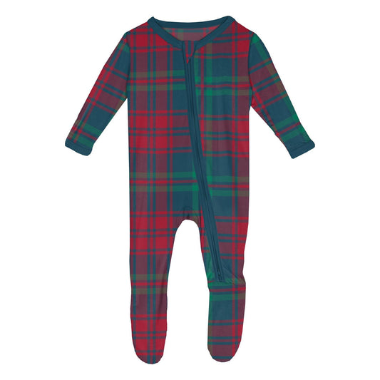 Peacock Plaid Footie